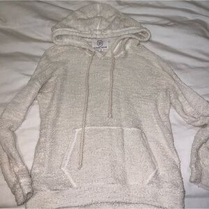 Sloane Rouge cream beachy tweed textured knit hoodie